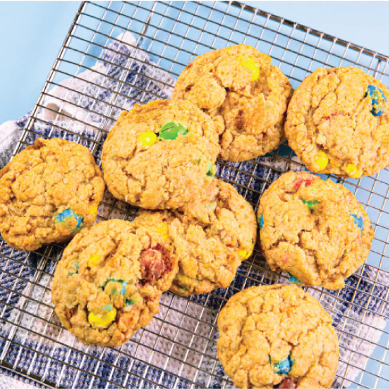 Gluten Free Oatmeal Cookie Jar Baking Kit with colourful M&Ms